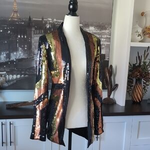 One teaspoon,The Devil Inside Women's Black/Gold Sequined Dress Jacket,Size S.